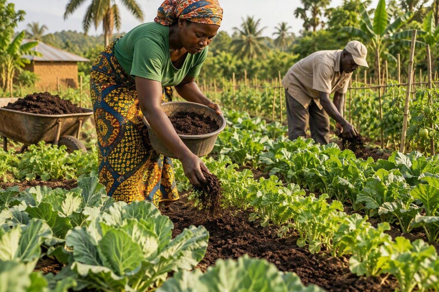 Application de compost en maraîchage